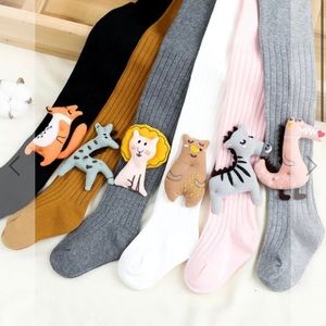 Cable knits baby , toddler , girls .. cotton warm with animal on bottom outside